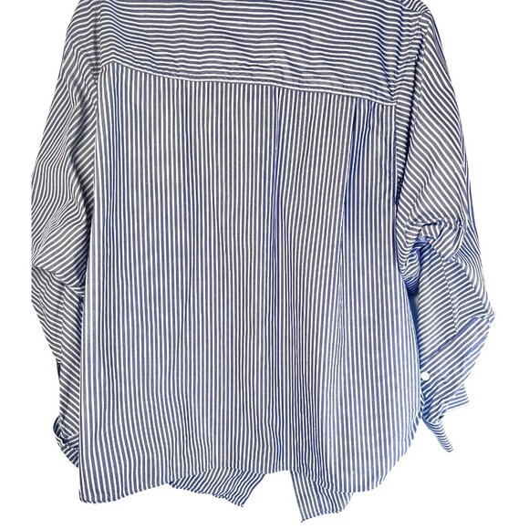 2/$30 ZARA Small Navy & White Striped Button-Up - Picture 9 of 13